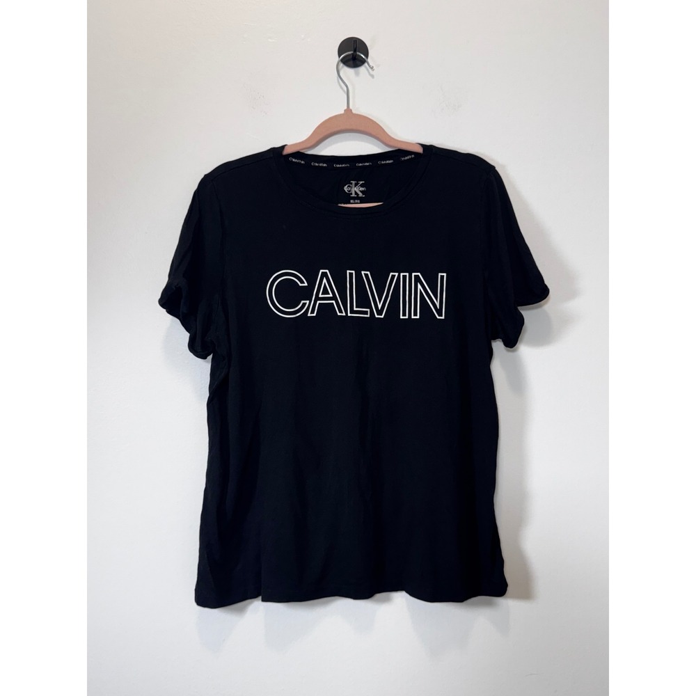 Calvin Klein Womens XL Black Short Sleeve Graphic Logo T-Shirt